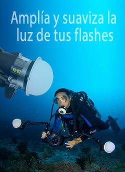 diffusers Light Dome GLowdive, mejora la iluminación de los flashes submarinos